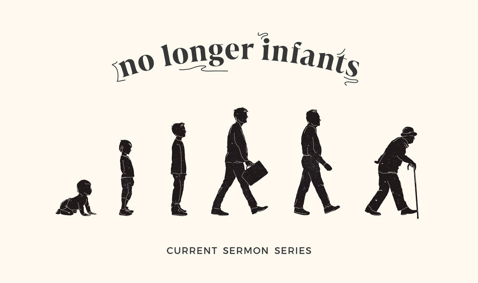 Silhouette showing growth with series name "No Longer Infants"